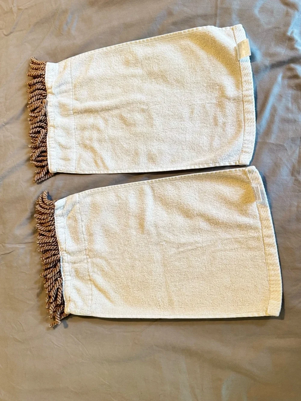 CROSCILL Set of 2 Cotton Towels Cream & Bronze Gold Brown Decorative Hand Towel